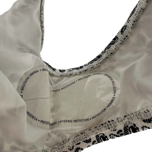 LOFT Swimsuit One Piece Size 6 Ruffle Front Halter Seahorse White And Black NEW - Picture 9 of 11